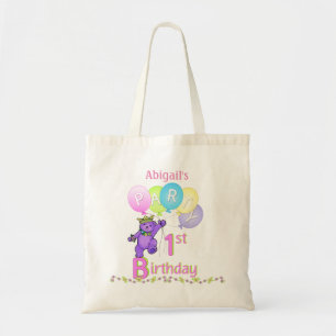 1st Birthday Party Purple Fur Princess Bear Tote Bag