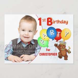 1st Birthday Party Royal Teddy Bear Invitation