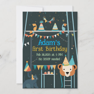 1st Birthday party Whimsical Animal Celebration Invitation