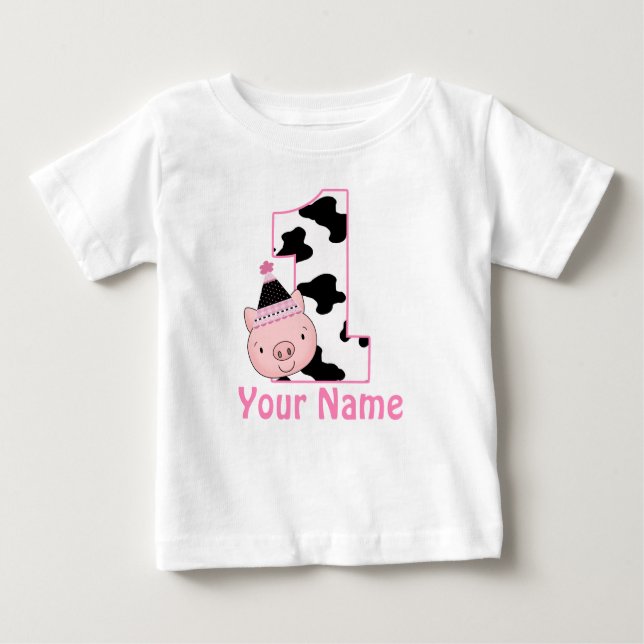 1st Birthday Personalised Little Piggy Shirt (Front)