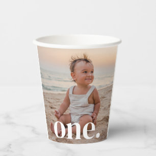 1st Birthday Photo - one Paper Cups