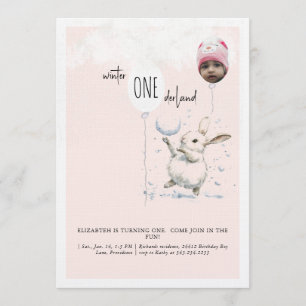 1st Birthday Photo Winter Wonderland Birthday Invitation