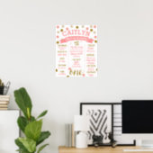 1st Birthday, Pink and Gold Glitter Poster (Home Office)