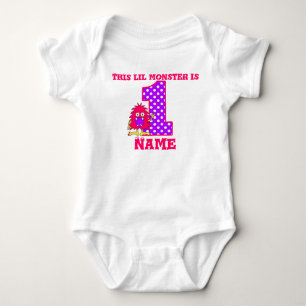 1st Birthday Pink Monster Personalised T-shirt Baby Bodysuit