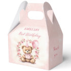 1st Birthday Pink Roses Cute Teddy Bear