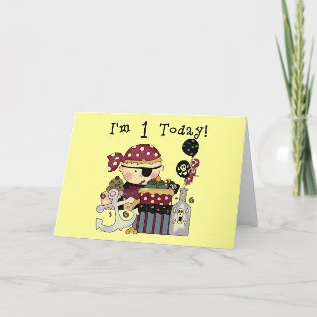 1st Birthday Pirate T-shirts and Gifts Card (Front)