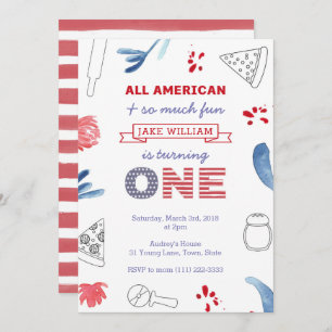 1st Birthday Pizza Party for Boy or Girl Invitation