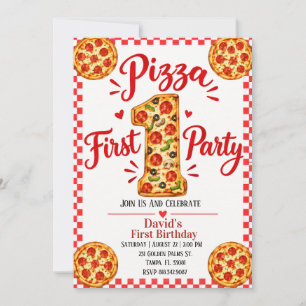 1st Birthday Pizza Party Invitation