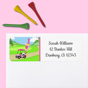  1st Birthday Polka Dot Pink Girly Golf Return Address Label
