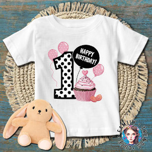 1st Birthday Polka Dots Number 1 birthday Baby T-Shirt