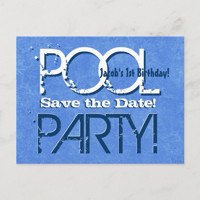 1st Birthday Pool Party Save the Date V001 Announcement Postcard (Front)