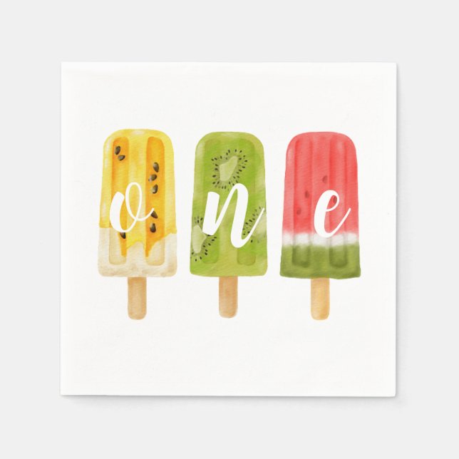 1st Birthday popsicle ice cream birthday party Napkin (Front)