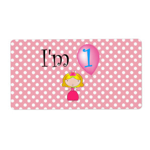 1st Birthday princess pink polka dots