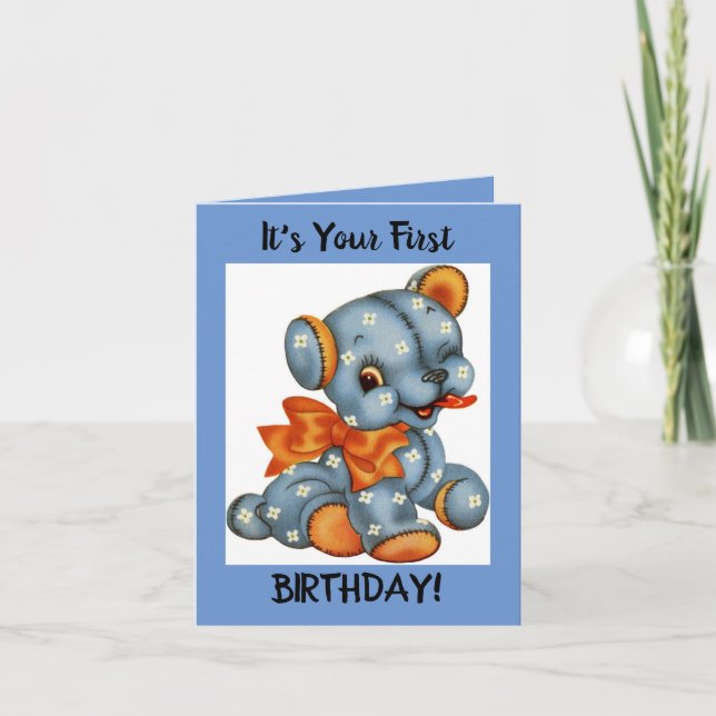 1st Birthday Puppy Greeting Card (Front)