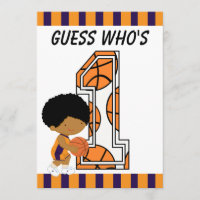 1st Birthday Purple & Orange Basketball Player