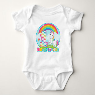 1st Birthday Rainbow Unicorn - Birthday Girl Baby Bodysuit