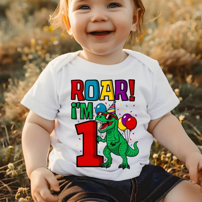 1st Birthday Roar Dinosaur Trex Baby T-Shirt (Creator Uploaded)
