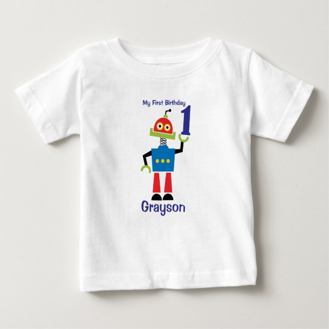 1st Birthday Robot Tshirt (Front)