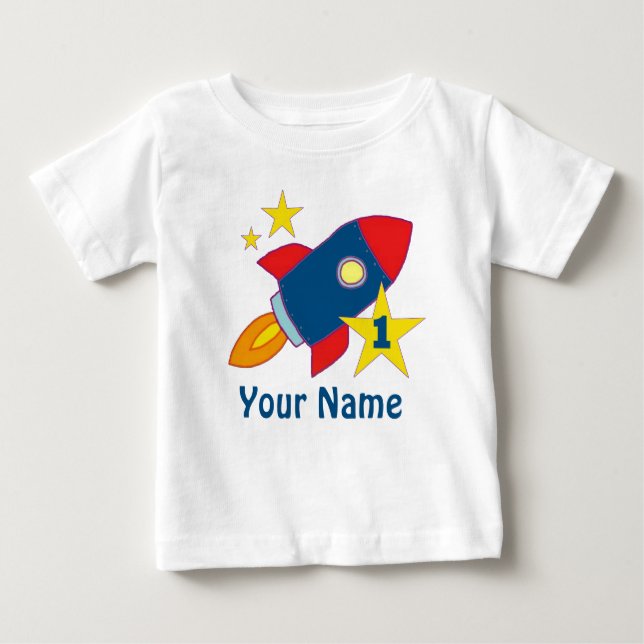 1st Birthday Rocket Personalised Birthday T-shirt (Front)