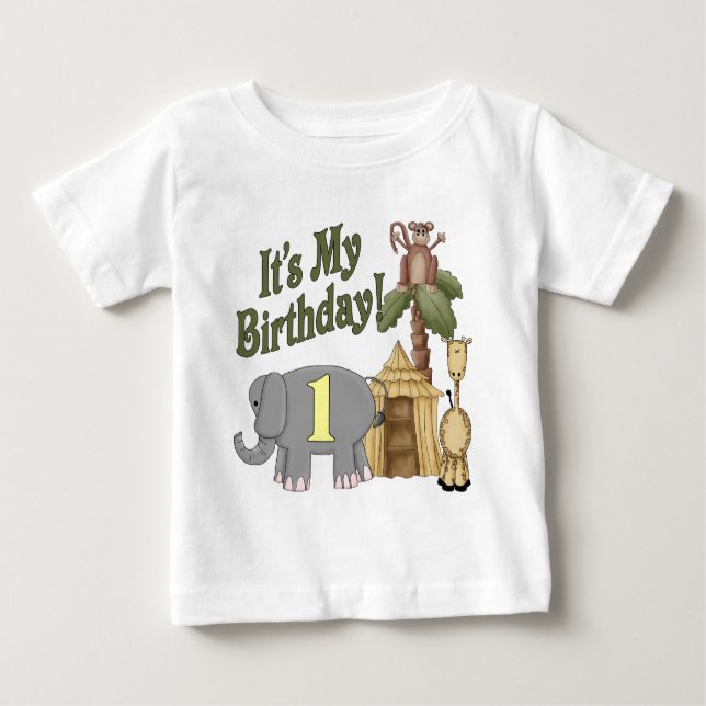 1st Birthday Safari Baby T-Shirt (Front)