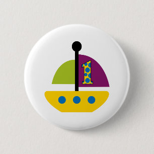 1st Birthday Sailboat 6 Cm Round Badge