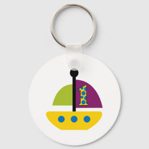 1st Birthday Sailboat Key Ring