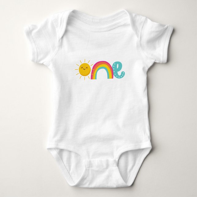 1st Birthday Shirt, One Sun and Rainbow Bodysuit (Front)