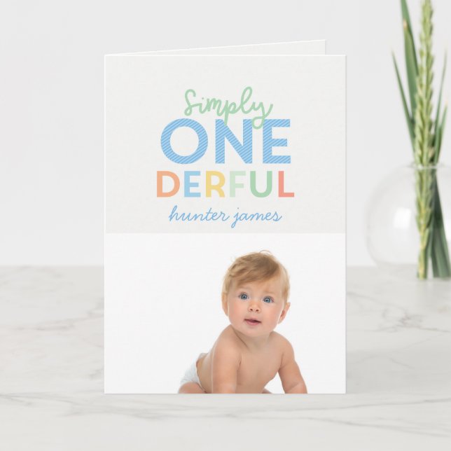 1st birthday simple onederful colorful typography card (Front)