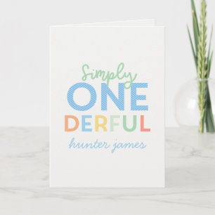 1st birthday simple onederful colourful typography card