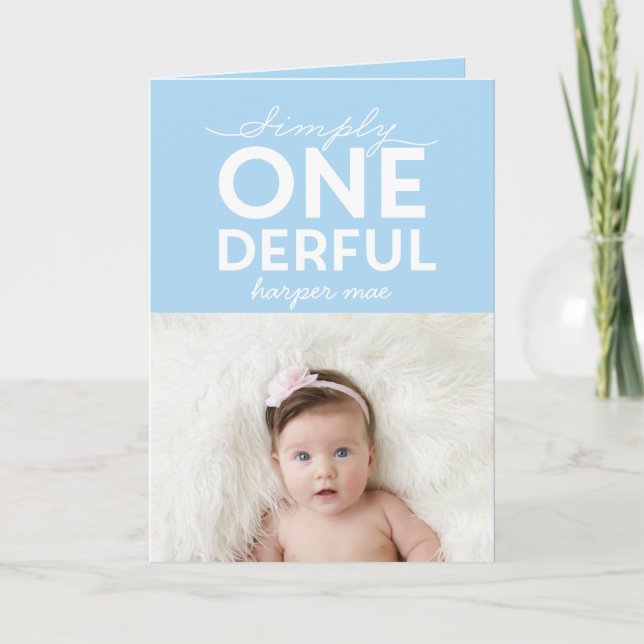 1st birthday simple onederful colourful typography card (Front)