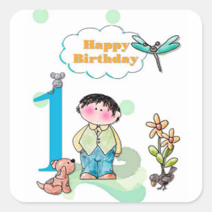 1st Birthday Square Sticker
