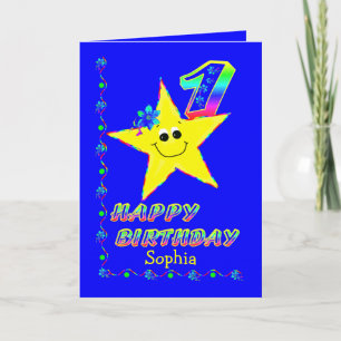 1st Birthday Star Custom Name Card