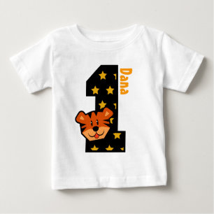 1st Birthday Stars and Tiger One Year Old Baby T-Shirt
