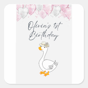 1st Birthday Sticker Bundle   Cute Duck & Balloon