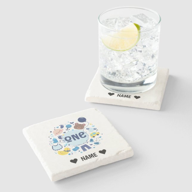 1st Birthday Stone Coaster (Side)