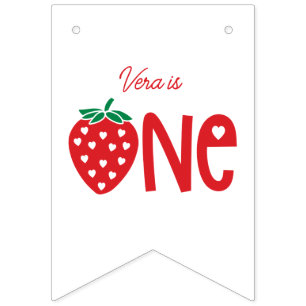 1st Birthday Strawberry 12 Month Photo Banner
