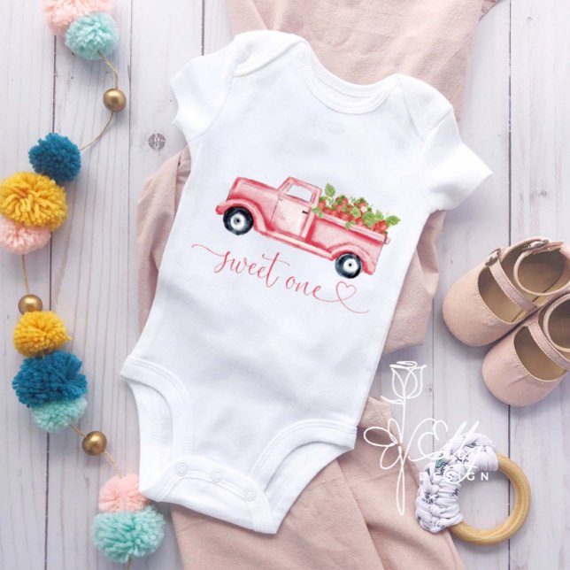 1st Birthday Strawberry Sweet One  Baby Bodysuit (Creator Uploaded)