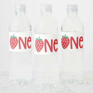 1st Birthday Strawberry Theme Sweet One Water Bottle Label