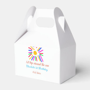 1st Birthday sun trip add name colourful sun date  Favour Box