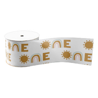1st birthday sunshine and rainbow boho grosgrain ribbon
