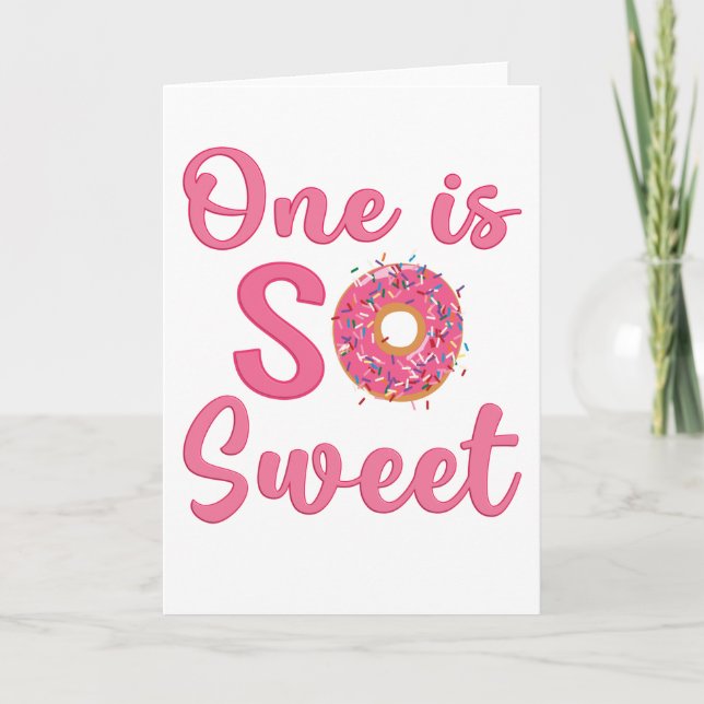 1st Birthday Sweet Doughnut 1 Year Old Girl Gift Card (Front)
