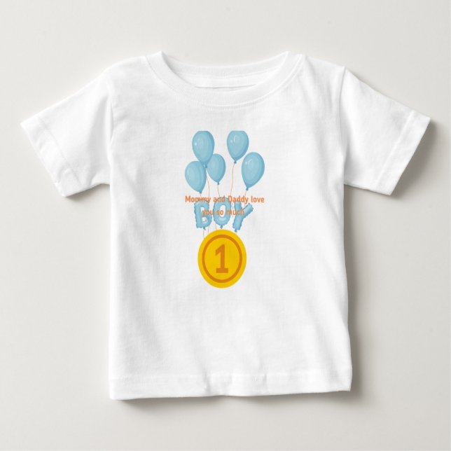 1st Birthday T-Shirt for Baby Boy – Mommy and Dadd (Front)