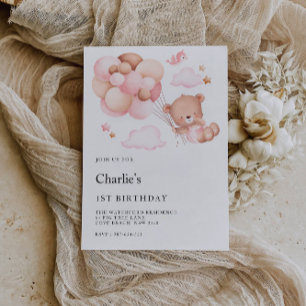 1st Birthday, Teddy Bear Invitation
