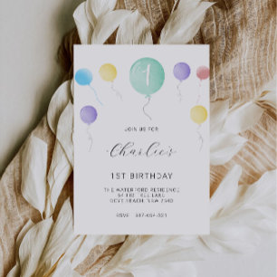 1st Birthday, Teddy Bear Invitation