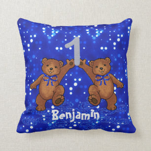 1st Birthday Teddy Bears Cushion