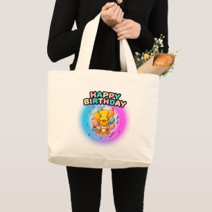1st Birthday tiger Children's Birthday Party Large Tote Bag
