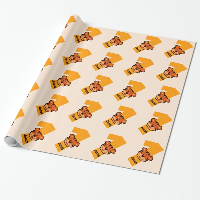 1st Birthday TIGER One Year Old Wrapping Paper (Unrolled)