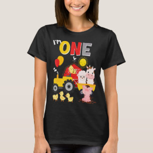 1st Birthday Tractor Barnyard One First Farm Anima T-Shirt
