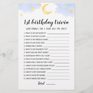 1st Birthday Trivia editable game