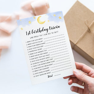 1st Birthday Trivia editable game Card